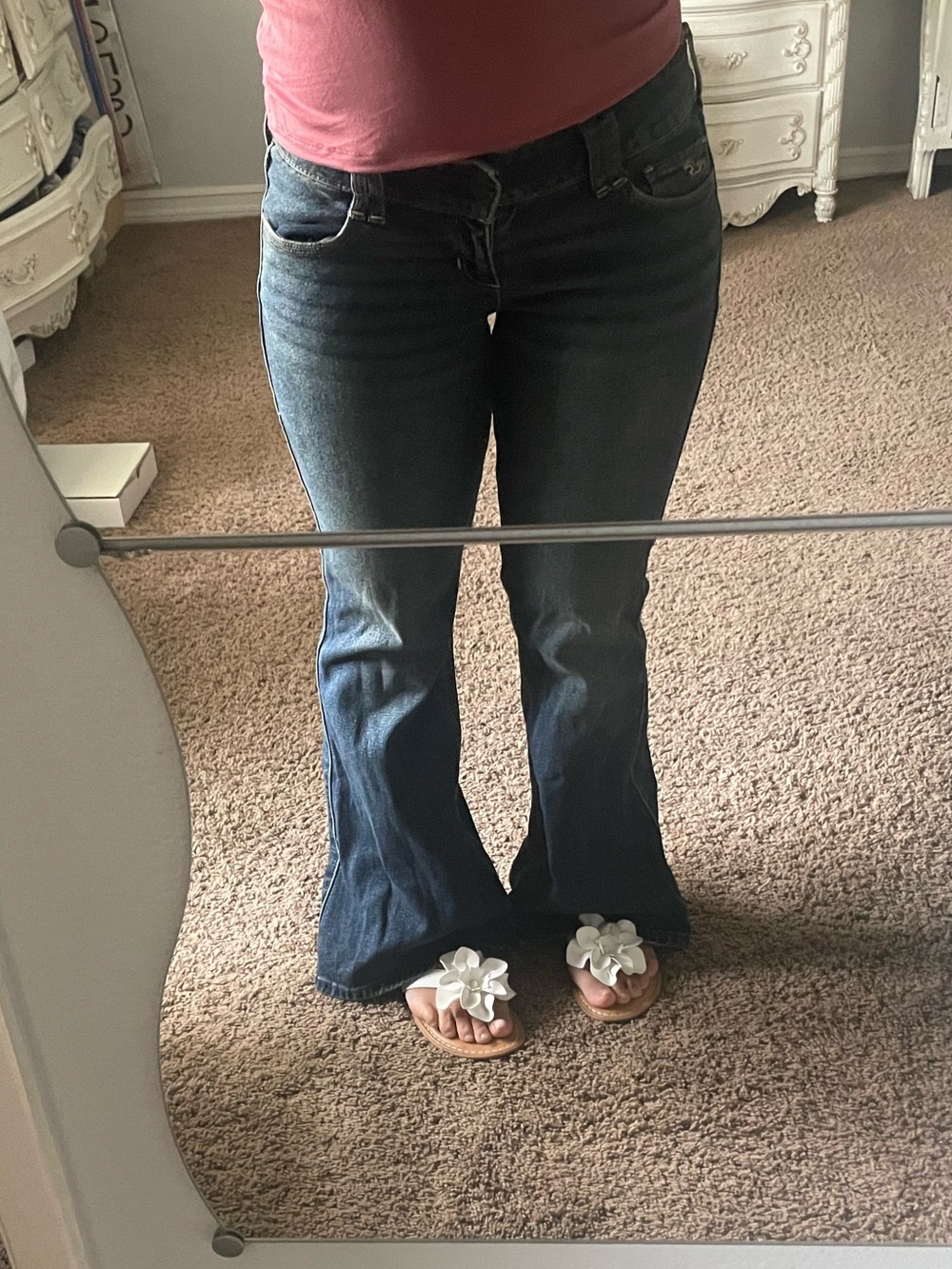 Hollister Women's Dark Blue low rise Flare Jeans - Classic Stretch Denim